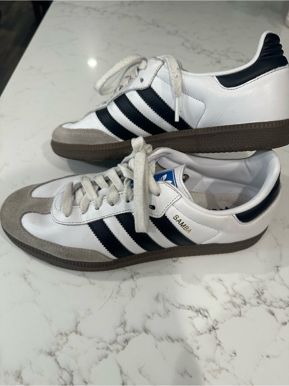 ADIDAS White Black Samba Retro Leather Sneakers